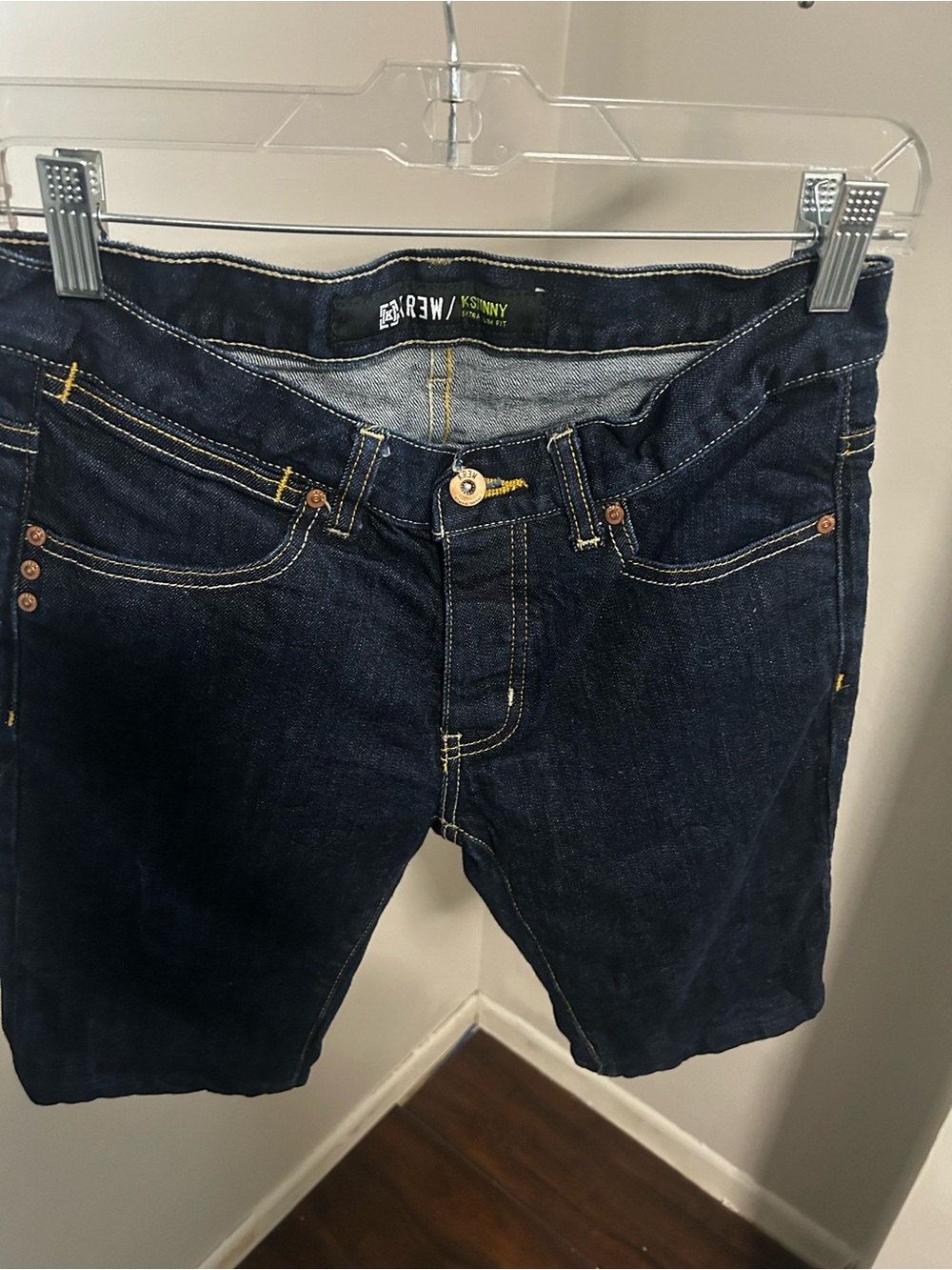 KR3W XSkinny Men’s Denim Shorts 30 Dark Wash Extra Slim Fit Skate